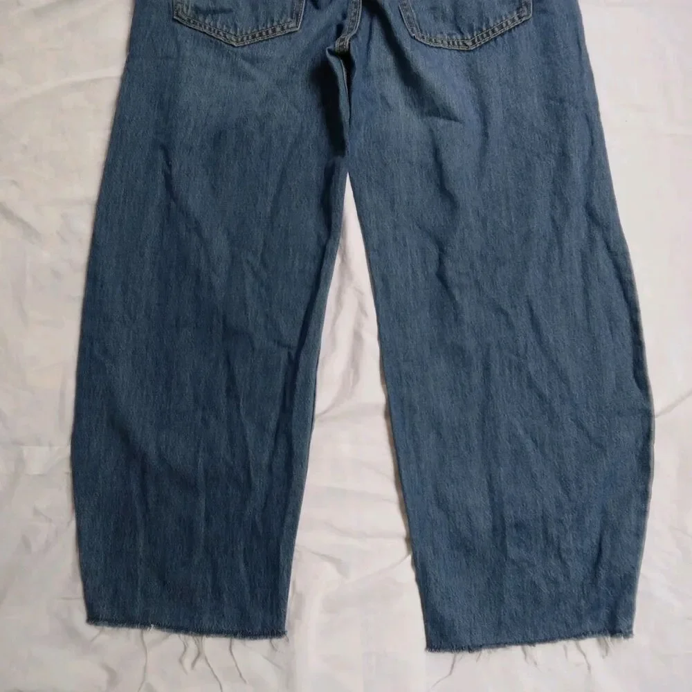 Old Navy Barrel Leg Jeans Adjustable Waist Boho Preppy Girls Size 14